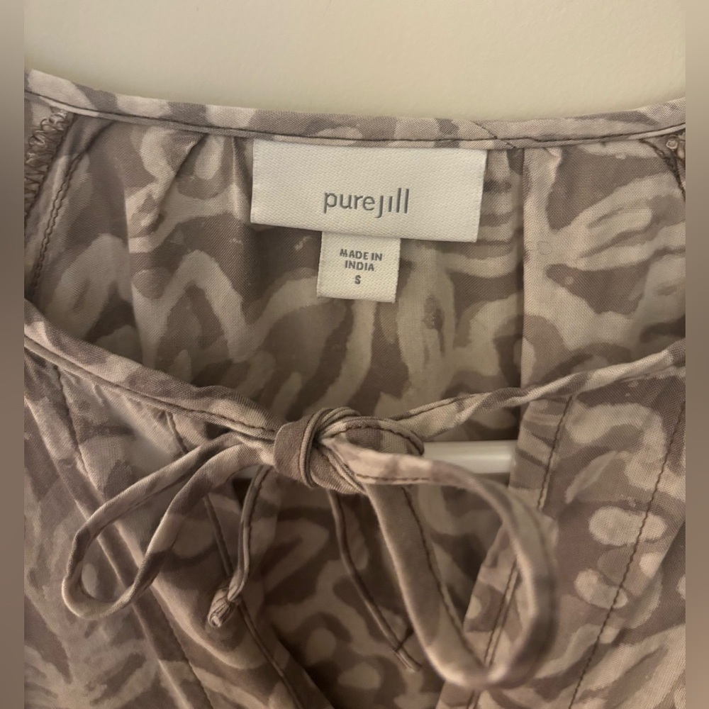 J Jill Lightweight Modal Printed Peasant Blouse, Beige, Gray, Size S - Picture 4 of 8